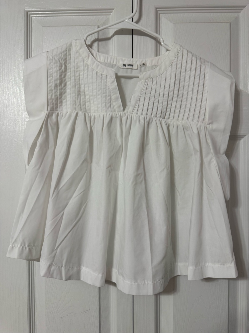Day + Moon White Pintuck Cotton Tunic Top